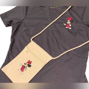 💖brand NEW😷🩺Crossbody zipper canvas mini bag. With used matching scrubs.